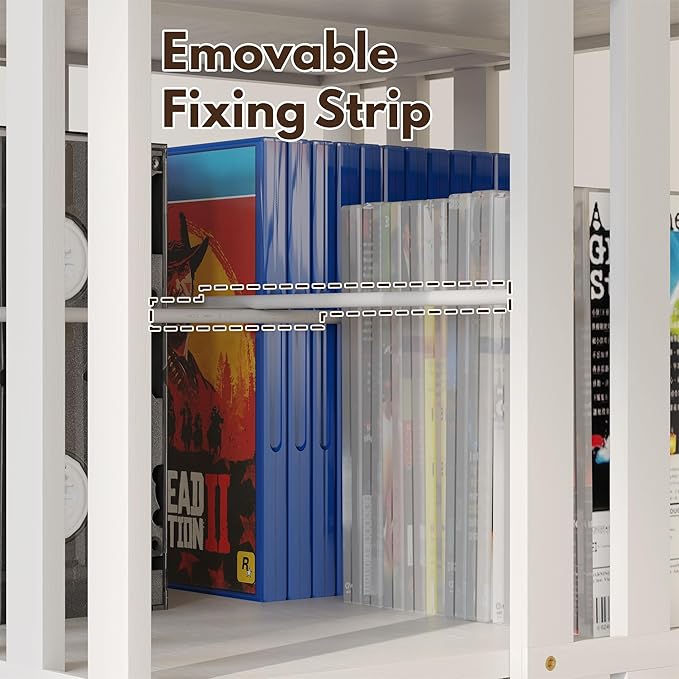 XIMN 360° Rotating Bamboo CD/DVD Shelf - 6-Tier Space-Saving Media Storage Cabinet for Movies, Organizer with Super Compact Design (White, 2 Tier)