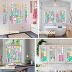 3D Stained Glass Window Privacy Film, Heat Control UV Blocking Static Cling Decorative Window Film for Bathroom,Front Door,Home Non Adhesive,23.6 x 35.4 inches Vibrant Reverie