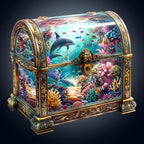 Wooden Puzzles for Adults, Treasure Chest Ocean Wooden Jigsaw Puzzle Unique Shape Animal Wood Puzzles Adult 3D Visual Effect, Birthday Gifts for Puzzle Lovers Family Games (S-8.5 * 8.1in-100pcs)