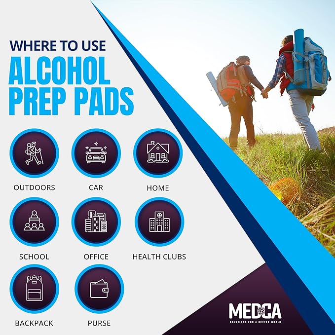 Alcohol Prep Pads - Box of 400, Saturated 70% Isopropyl Alcohol Wipes