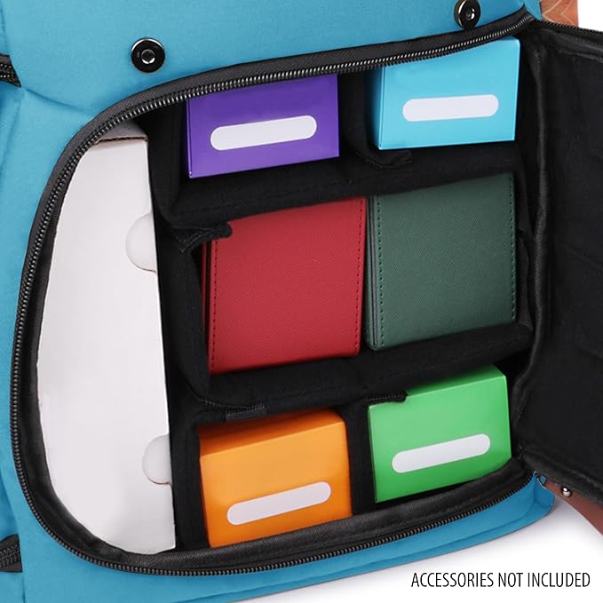 ENHANCE Designer Edition TCG Backpack - MTG Deck Bag Card Binder Space, TCG Deck Box Storage, MTG Playmat Holder - Card Storage Compatible with Magic the Gathering, Pokemon, Lorcana (Canvas Blue)