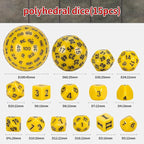 CiaraQ DND Polyhedral Dice Set (15pcs) D4-D100 Game Dice with Dice Bag for Dungeons and Dragons Role Playing Table Games (Yellow & Black)