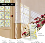 3D Stained Glass Window Film, Decorative Window Privacy Film for Bathroom,Front Door,Home, Sun Blocking Heat Control,Static Cling,23.6inch x 35.4inch Gilt Glazed Flowers