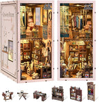 Book Nook Kit, DIY Miniature House Dollhouse Kit for Adults and Teens, 3D Wooden Puzzle Bookend Creative Bookshelf Insert Decor with LED Light, Gifts for Family, Friends (Sewing Room)