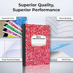Rosmonde 50 Pack Bulk Composition Notebooks, Wide Ruled, 200 Pages (100 Sheets), 9-3/4 x 7-1/2, Hard Cover, Bulk School Supplies, Assorted Colors Marble Composition Journal, Bulk Notebooks for School