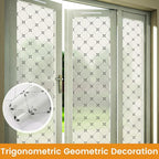 DKTIE Geometric Art Stained Glass Window Film Bathroom Window Privacy Film Frosted Glass Static Clings Non Adhesive with Installation Tools, Modern Home Improvement Style (S119, 17.7'' x 78.7'')