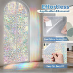 DOWELL Window Privacy Film Rainbow Film, Stained Glass Decorative Sticker, Static Cling Non-Adhesive Glass Clings, Sun Blocking Heat Control Window Coverings for Home Door, 23.6" x 118.1"