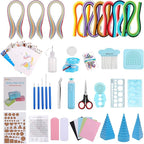 JoyPlus Quilling Kits for Beginners with Manual, 24 Tools & Supplies with Durable Storage Box, Updated Paper Crimper Tool, Premium Husking Board & Electronic Pen Blue
