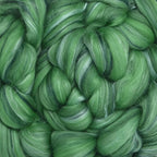 Merino Silk Luxe Tonal Designer Blend. Superfine Merino, Mulberry Silk, Tussah Silk. Top Roving for Spinning or Felting. Velvet Moss 4oz