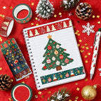 12 Rolls Christmas Washi Tapes Christmas Tree Snowman Snowflakes Gingerbread Man Masking Tape Red Green Gold Foil Xmas Decorative Tape for Xmas Scrapbook Journal Gift Wrapping DIY Crafts 16.4FT