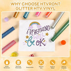 HTVRONT Glitter HTV Heat Transfer Vinyl - 13 Sheets 12" x 10"Glitter Iron On Vinyl for T-Shirts, Sparkle HTV Compatible with Cricut & Silhouette,Easy to Cut & Weed
