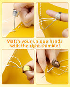 FIVEIZERO Thimble Kit– 7 PCS Sewing Thimbles for Hand Sewing, Metal Finger Protectors, Thimble Ring for Quilting and Embroidery