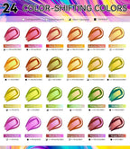 40 PCS Iridescent Acrylic Paint Set with 12 Brushes, 2 Knives & Palette, 24 Colors (2oz/60ml) Art Craft Paint for Adults Kids Artists Beginners, Halloween Pumpkin Canvas Ceramic Rock Painting Kit