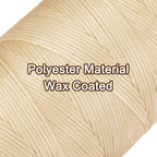 uxcell 150D 0.8mm Flat Waxed Thread 284 Yards Polyester Leather Sewing Waxed String Hand Stitching Waxed Cord for Leather Stitching Sewing Bookbinding DIY Craft Beige