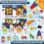 Erasers Set for Kids, Space Astronaut Pencil Eraser Bulk for Kids, Take Apart Puzzle Erasers for Classroom Prizes, Game Reward, Egg Fillers, Back to School Gift for Boys and Girls Desk Pets