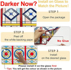 3D Stained Glass Window Privacy Film, Heat Control UV Blocking Static Cling Decorative Window Film for Bathroom,Front Door,Home Non Adhesive,23.6 x 35.4 inches Radiance