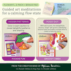 Lifelines FlowArt Activity Pad, 2-Pack & Bonus Pad - Guided Art Meditations with Markers - Hidden Patterns & Pogo-Dot - Coloring Books for Tweens, Adults & Seniors