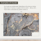 AFZEVEB-Gray and Gold Marble Wallpaper Wall murals for Bedroom 114"x74"(Not Peel and Stick)