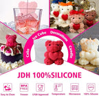 Large Rose Bear Silicone Mold - 3D Teddy Bear Candle Making Molds, Cute Epoxy Resin Molds for DIY Handmade Soaps,Mother's Day Gifts, Valentine Gifts, Birthday Gifts, Home Decor Crafts