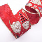 CT CRAFT LLC Red Satin with Elf Christmas Wired Ribbon 2.5 Inch x 25 Yards for Christmas Home Decor Tree Topper Bow Gift Wrapping DIY Crafts Wreath Garland