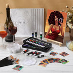 Cholemy 36 Pcs Paint and Sip Kit for Adults 8''x10'' Pre Drawn Canvas for Painting DIY Afro Acrylic Painting Kit Wood Easel Brushes Date Night Bulk for Christmas Party Gifts(Fashion Women)