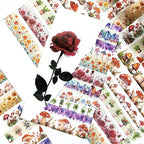 Washi Tape Set 13 Rolls - Mushroom Butterfly Floral Decorative Tape, Colored Masking Tape for Scrapbooking Supplies, Bullet Journal Supplies, Junk Journal, DIY Crafts Art