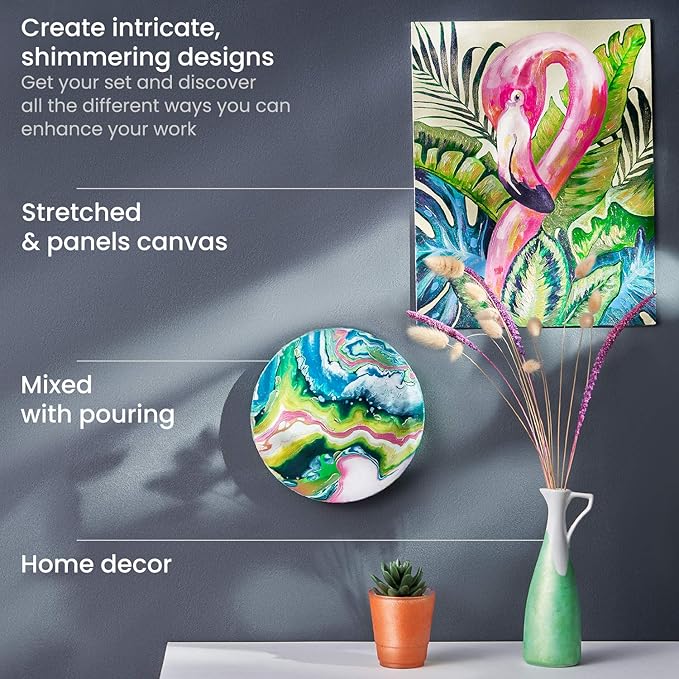Arteza Metallic Acrylic Paint, Set of 8 Floral Brilliance Colors 4 oz Tubes, Rich Pigments, Non Fading, Non Toxic Paints for Artists & Hobby Painters