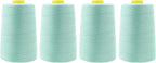 Mandala Crafts 4 Pack of Serger Threads Cones Spools - 40S/2 24000 Yards Polyester Mint Threads for Sergers Machine and Overlock Quilting Sewing Machine