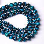180PCS 4mm Blue Tiger Eye Gemstone Loose Beads Natural Round Loose Stone Beads for Jewelry Making DIY Bracelet Necklace Earrings 2 Strand 32"