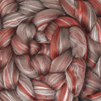 Merino Silk Luxe Tonal Designer Blend. Superfine Merino, Mulberry, Tussah Silk. Top Roving for Spinning or Felting. Sienna Sunset 1oz