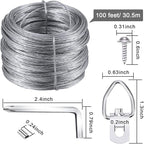 Picture Hanging Kit, Listenman D Ring Picture Hangers with Screws, Picture Hanging Wire(100 Feet) and Aluminum Sleeves, Supports up to 30 lb, Included Screwdriver