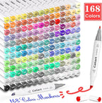 Caliart Markers, 168 Colors Dual Tip Art Markers Sketch Pens Permanent Alcohol Based, with Case for Adult Artist Halloween Drawing Sketching