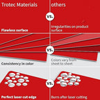 Trotec TroLase | 12"x12"x1/8", 8 Pcs | Red/White | 2 Ply | Modified Acrylic | Laser Engraving Double Color Plastic Sheet | Engraving Blanks for Laser, Saw, Guillotine | Made in USA