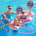 EVERICH TOY Trampoline Paddle Ball Set with 2 Bouncy Paddles & 4 Balls - Soft Foam Design for Kids Play Indoor Outdoor Beach Backyard Lawn - Great Gift Idea for Boys & Girls (Pink & Purple)
