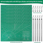 5 Pack Self Healing Cutting Mats and Exacto Knife Set, Sewing Mats with Precision Cutters and Extra 50Pcs SK5 Steel Blade 12" x 18" Work Mat for Crafts, Scrapbooking and Quilting
