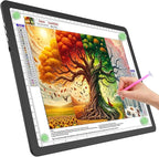 TOHETO A4 Light Board for Diamond Painting, Super Bright Magnetic Light Pad with Side Buttons, Lightbox for Tracing and Drawing, Corded Light Table for Sketching, Animation, Weeding Vinyl (Black)