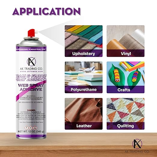 AK TRADING CO. Professional Quality General Multipurpose Spray Adhesive, 12-Ounce for Acoustic Panels & Craft Upholstery Foam Adhesive & Fabric Glue