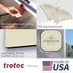 Trotec TroLase | 12"x20"x1/16", 4 Pcs | Almond/Black | 2 Ply | Modified Acrylic | Laser Engraving Double Color Plastic Sheet | Engraving Blanks for Laser, Saw, Guillotine | Made in USA
