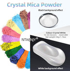 Crystal White Mica Powder for Epoxy Resin，Natural Shimmer Mica Powder Used for Coloring Resin Artwork, car Spray Paint, Candles, soap, Lip Gloss, Nail Polish(50g/1.7oz)