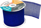 Mandala Crafts Royal Blue Burlap Ribbon 3 Inches Wide Jute Ribbons for Crafts - 20 Yds Roll Rustic Burlap Wrap Trim Ribbons for Wreaths Bows Wedding Party Decoration