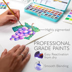 CHROMATEK Watercolor Paint Set – 50 Vivid Colors Including Transparent, Opaque & Pastel – Art Kit with Brush, Water Pen, Palette, Color Chart, Swatch Sheets, Pad & Metal Travel Case
