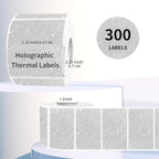 2.25"x1.25" Direct Thermal Labels, Holographic Thermal Printer Labels for Barcode, Self-Adhesive Address Shipping Thermal Label Stickers-1 Roll, 300 Labels, Holographic Shiny Silver