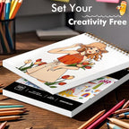 Soucolor 9" x 12" Kids Sketch Book, 100 Sheets Spiral Bound Art Sketchbook, Acid Free Artist Drawing Book Paper, Art Supplies for Adults, Craft Activities, Sketch Paper for Drawing Coloring Sketching