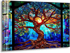 My Photostation.com Round 31,5'' Stained Blue Life of Tree Glass Wall ArtTempered Glass Printing Wall Decor Large Wall Art Wall Hangings