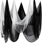 Boao Halloween Cheese cloth 27.56 x 295.28 Inch White Black Cheesecloth Roll for Crafts Large Cotton Muslin Gauze Fabric for Halloween Outdoor & Indoor Spooky Decoration