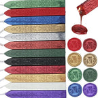 12Pcs Wax Sealing Sticks with Wicks, Assorted Colors Wax Seal Sticks Great for Vintage Mixed Color Waxsealsticks Letter Sealwax Stamp Wedding Invitations, Decoration (12-1)