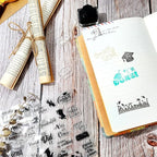 Whaline 4 Sheet Graduation Words Clear Stamps Congrats Grad Cap Silicone Transparent Stamps Border Stamp Cards for DIY Craft Card Making Scrapbooking Embossing Album Decor