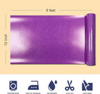 Dark Purple Glitter HTV Heat Transfer Vinyl, 12" x 8ft lron on Vinyl, for T-Shirt Ironing, Vinyl HTV Easy to Cut and Weed, The Best Choice for DIY Creativity. (Dark Purple, 12" x 8ft)