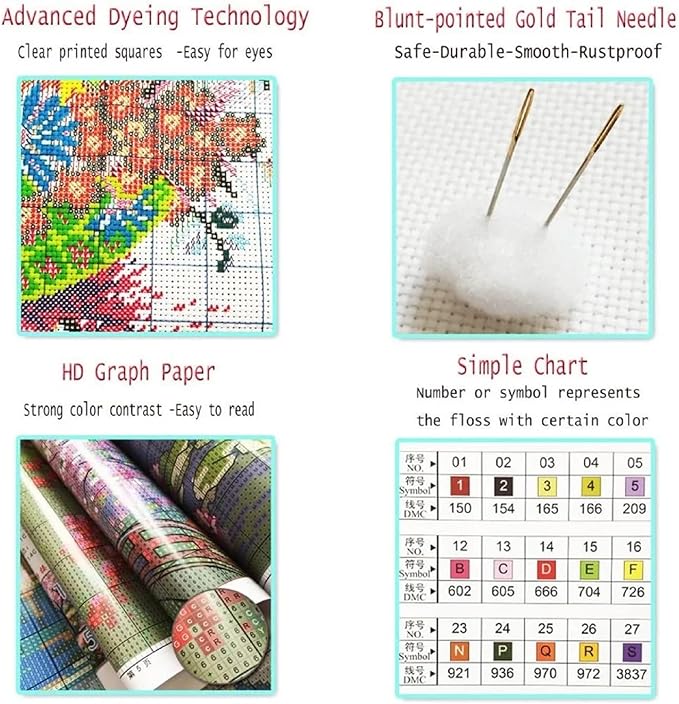 Hopeart Stamped Cross Stitch Kits for Beginner Embroidery Kits for Beginners Adults DIY 11CT Cross Stitch Patterns Needlepoint Kits Crossstitching Kits-Sunflower and Steed 18x18 inch