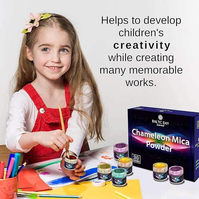 BALTIC DAY - Chameleon Mica Powder, 8 Jars of Color Shift Mica Set - Epoxy Resin Color Pigment - Chameleon Powder Glitter - Holographic Mica Powder for Resin